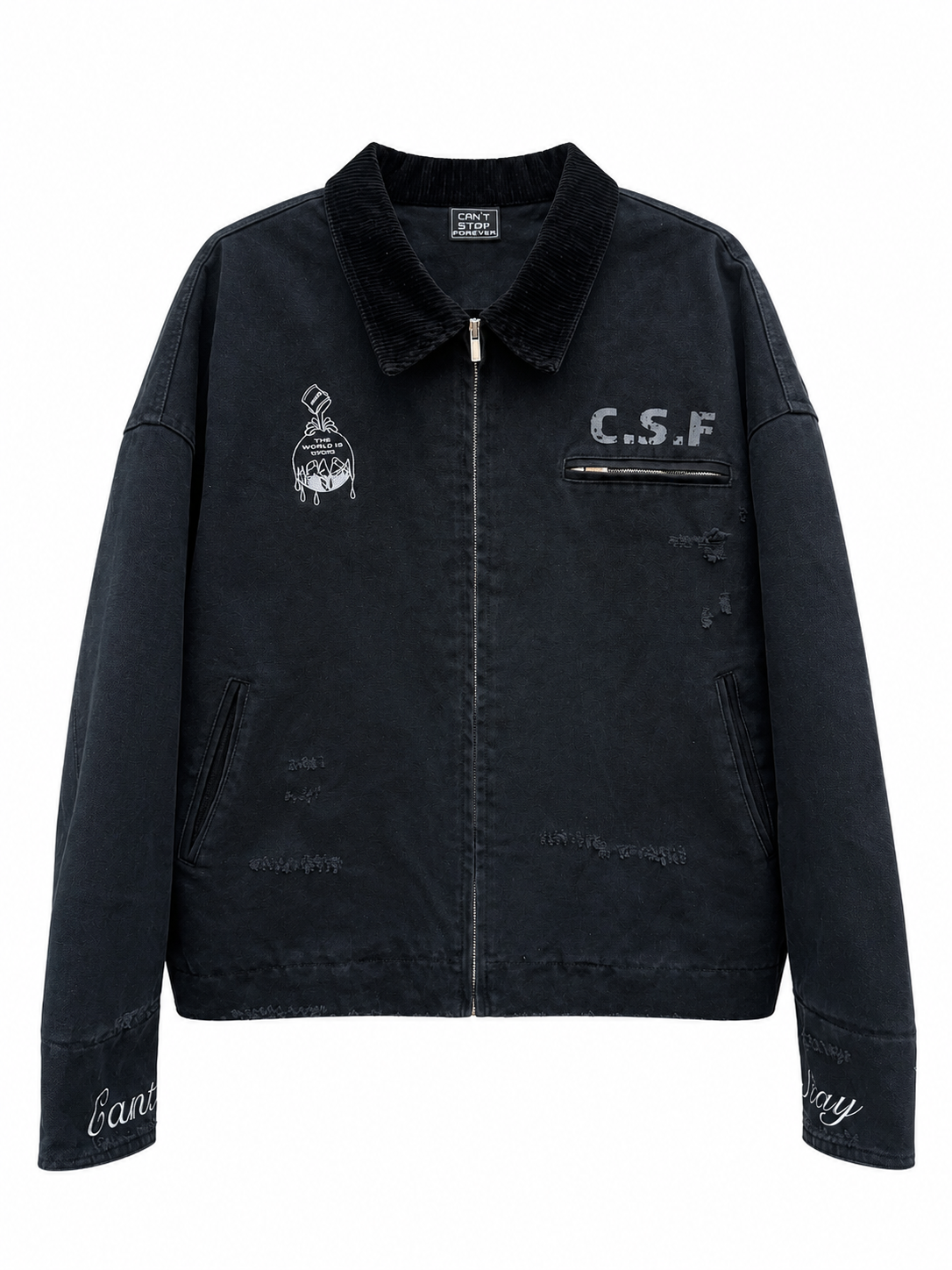 Black 98' Work Jacket – Cant Stay Forever