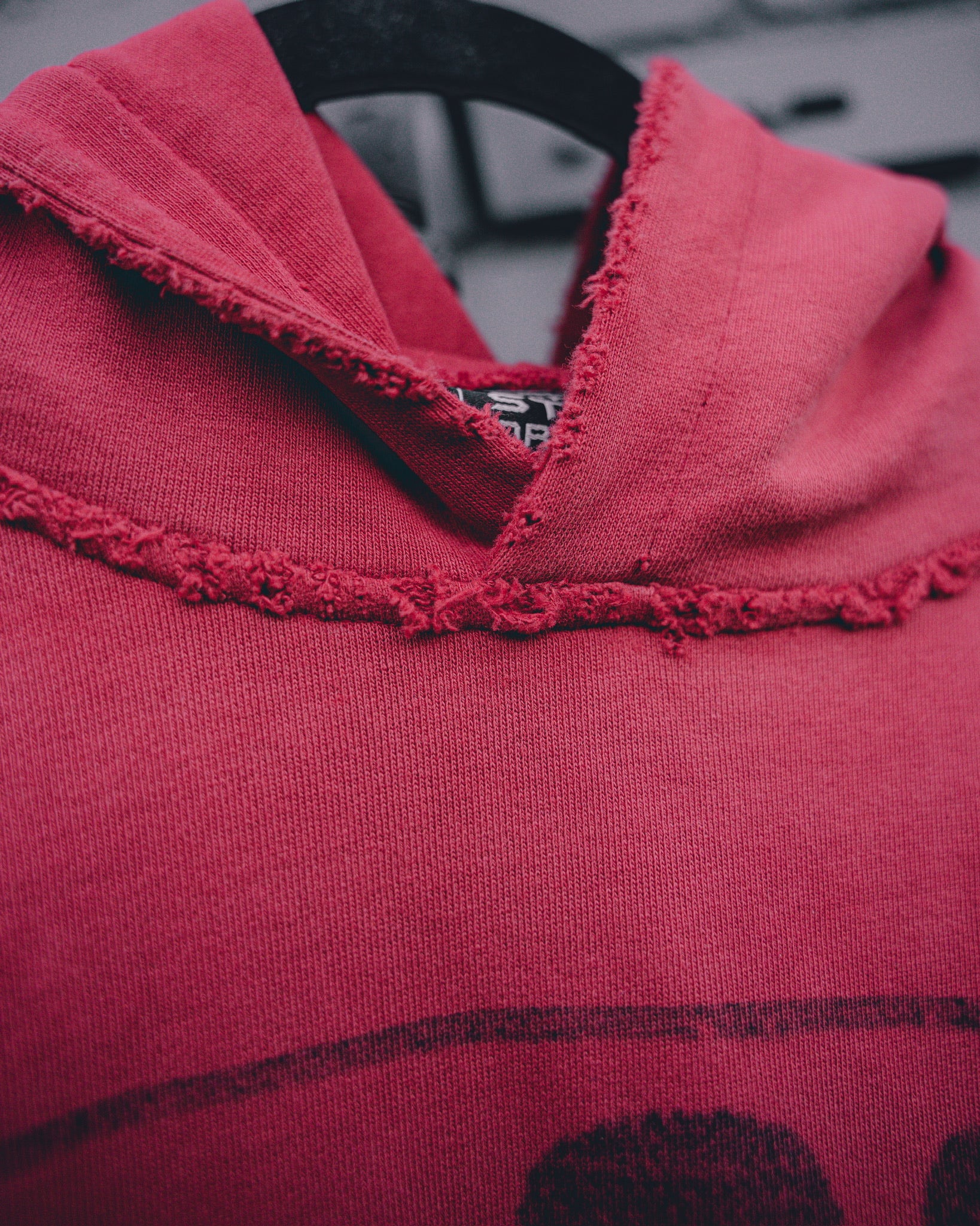 Crimson Deconstructed Hoodie – Cant Stay Forever